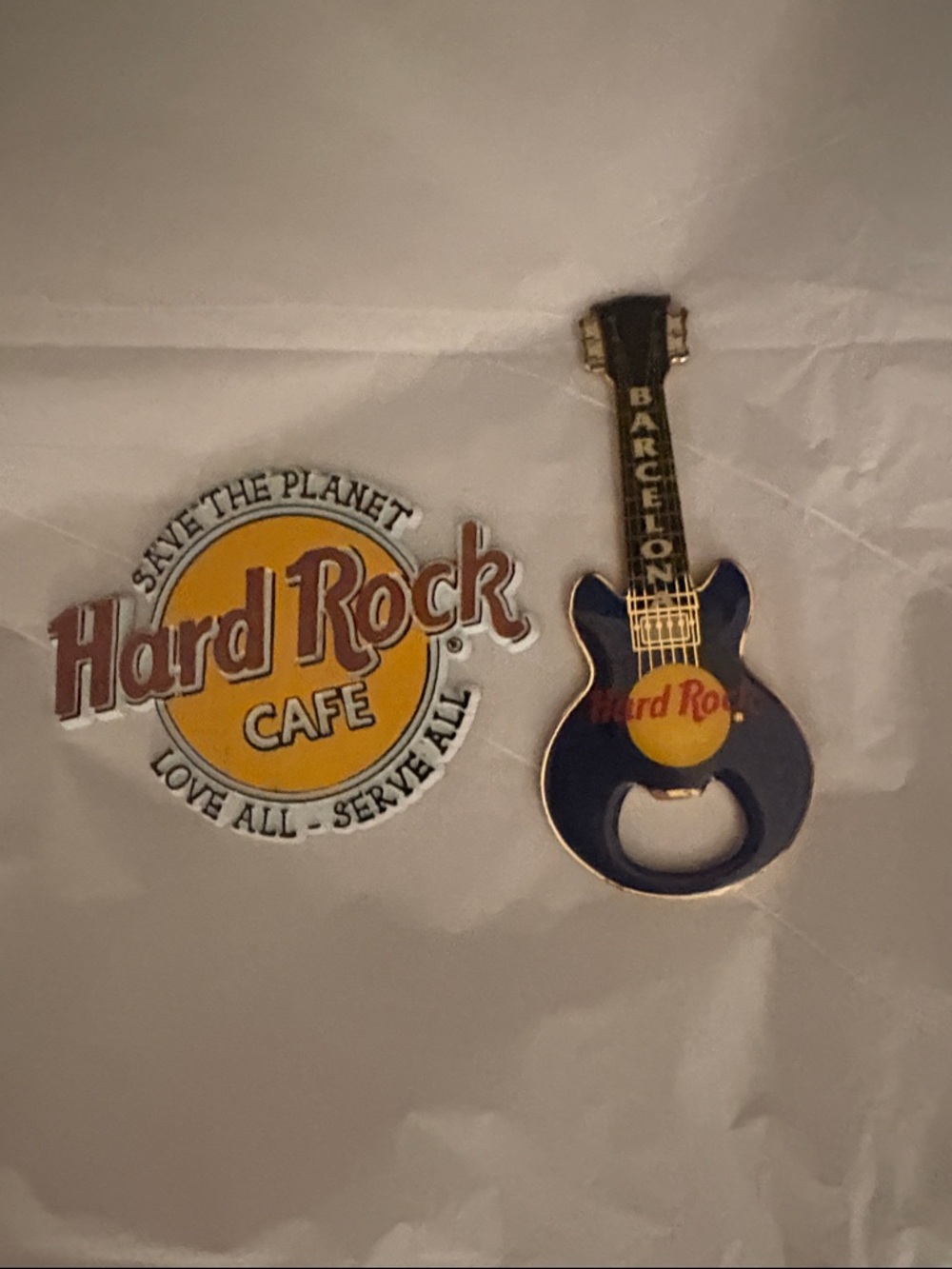 Hard Rock Cafe Black and Gold Guitar Bottle Opener magnets